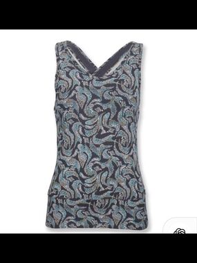 The North Face Patterned V-Neck Tank in Teal, Black & Gray